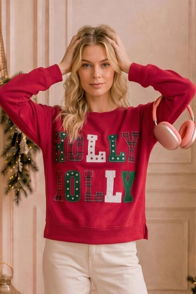 Holly Jolly Patchwork Sweatshirt