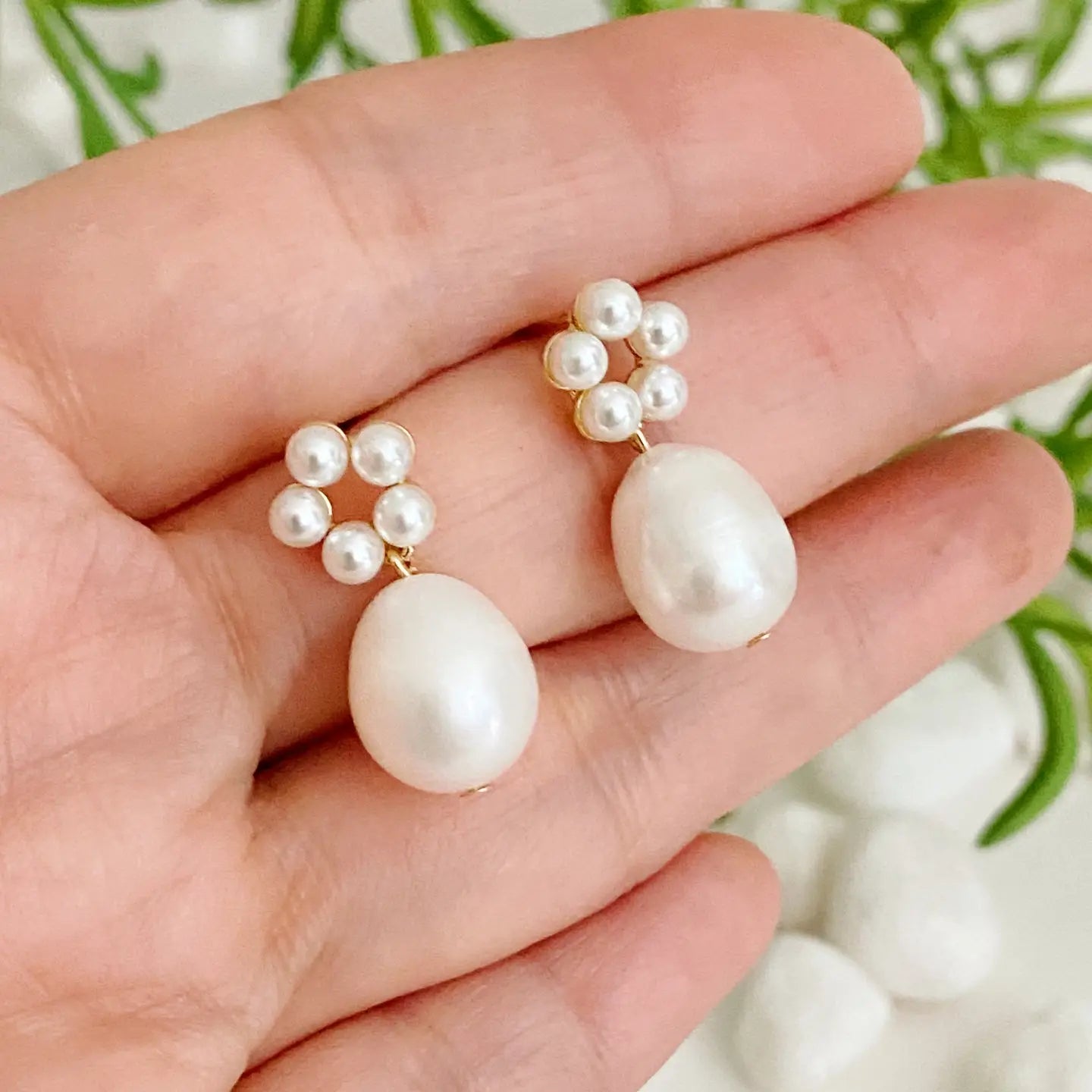 Blooming Freshwater Pearl Drop Earrings