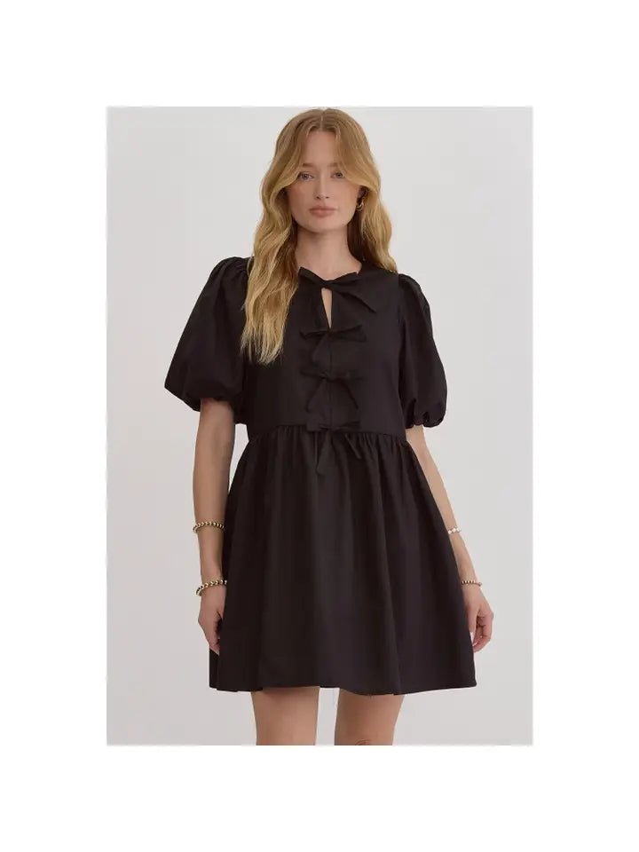 Black Bubble Bow Dress