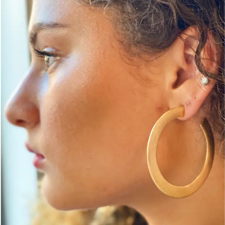 Alma Flattened Hoop Earrings