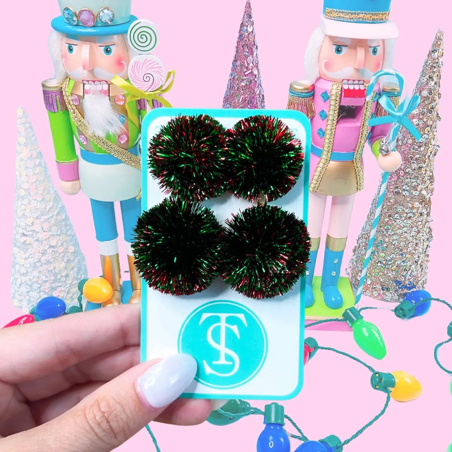 Christmas Mix Pom Earrings