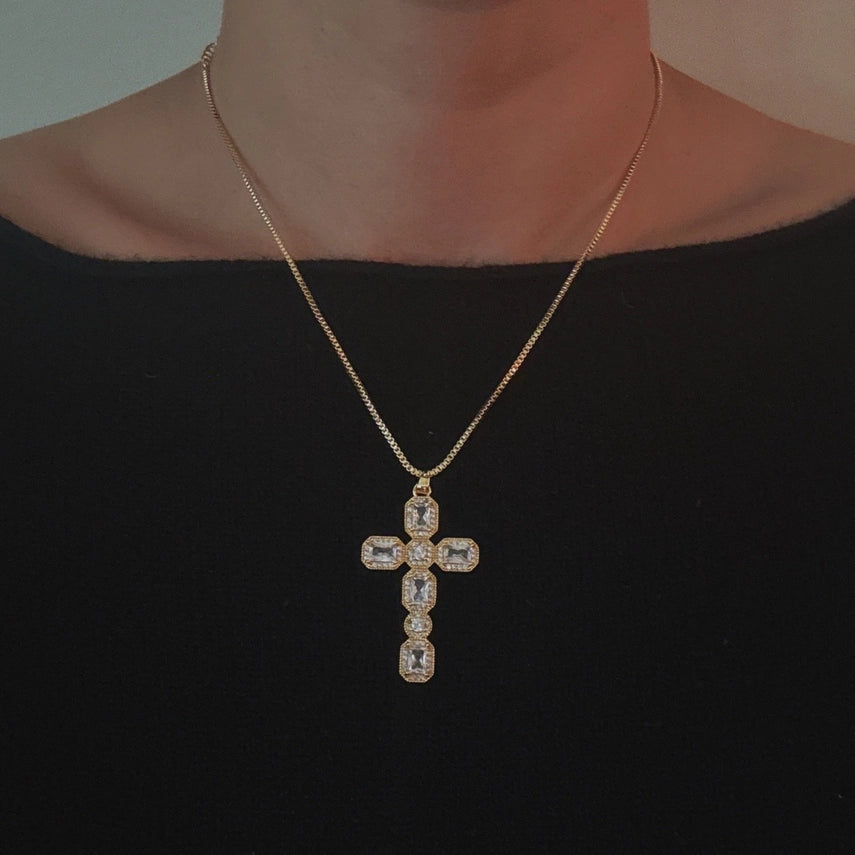 Vintage Sparkle Cross Necklace