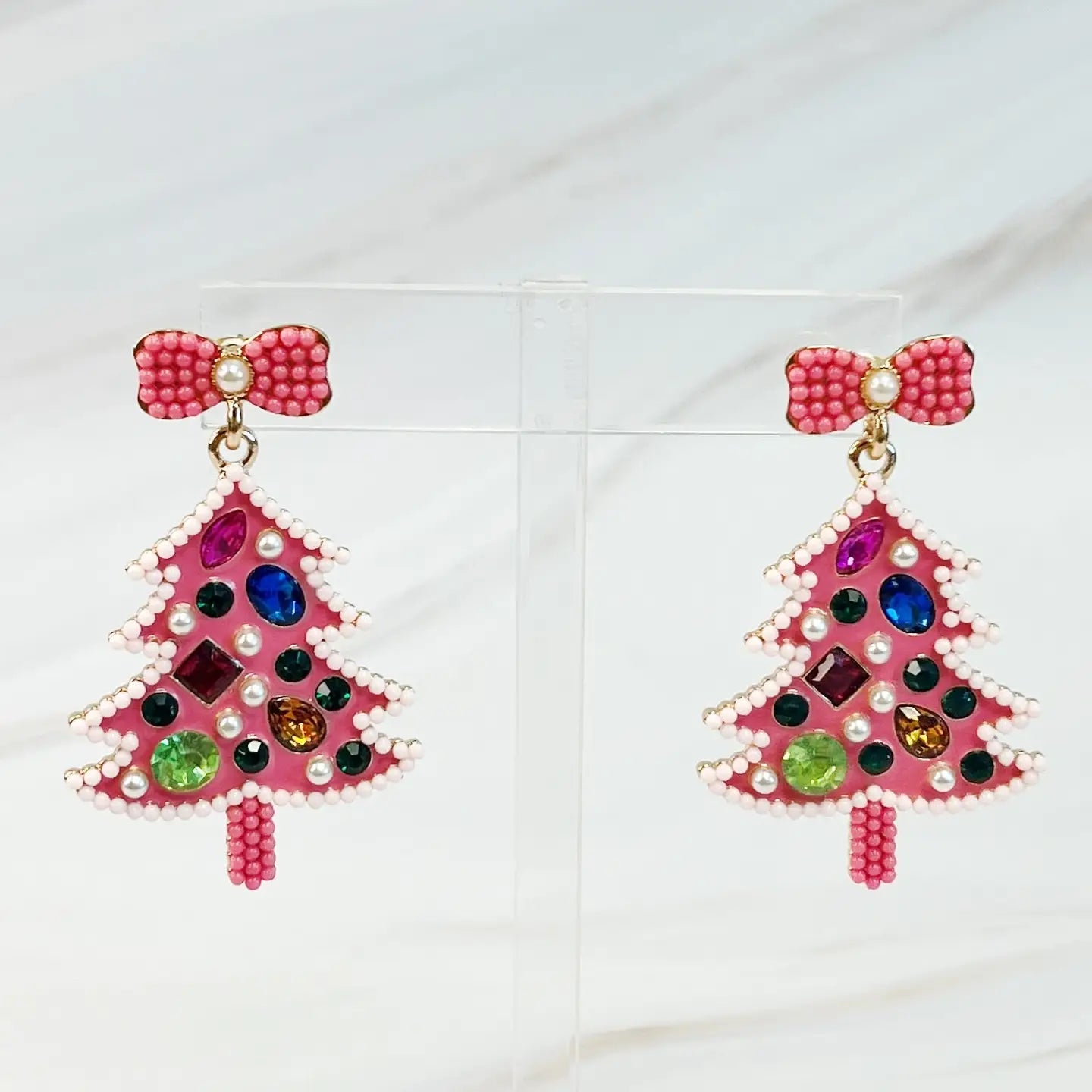 Pink Fun Tree Earrings