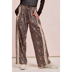 Lace Trim Leopard Drawstring Pants