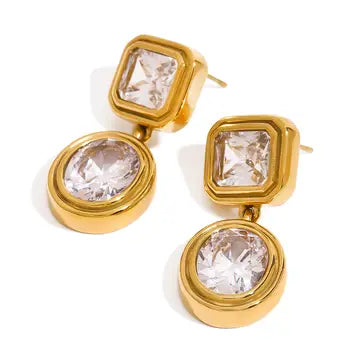 Gold Bezel Earrings Waterproof