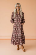 Brown and Pink Floral Maxi