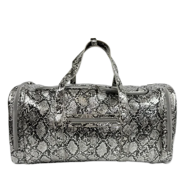 Silver Python Duffel Bag