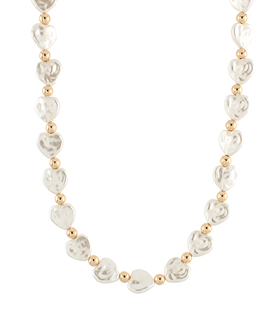 Pearl Hearts and Gold Bead Necklace