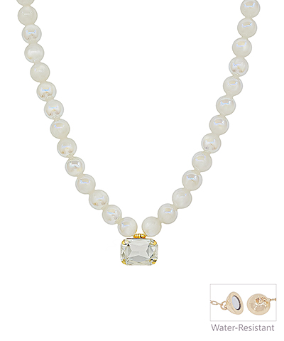 Beaded Necklace with Crystal