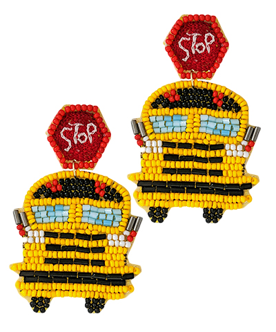 Beaded School Bus Earrings