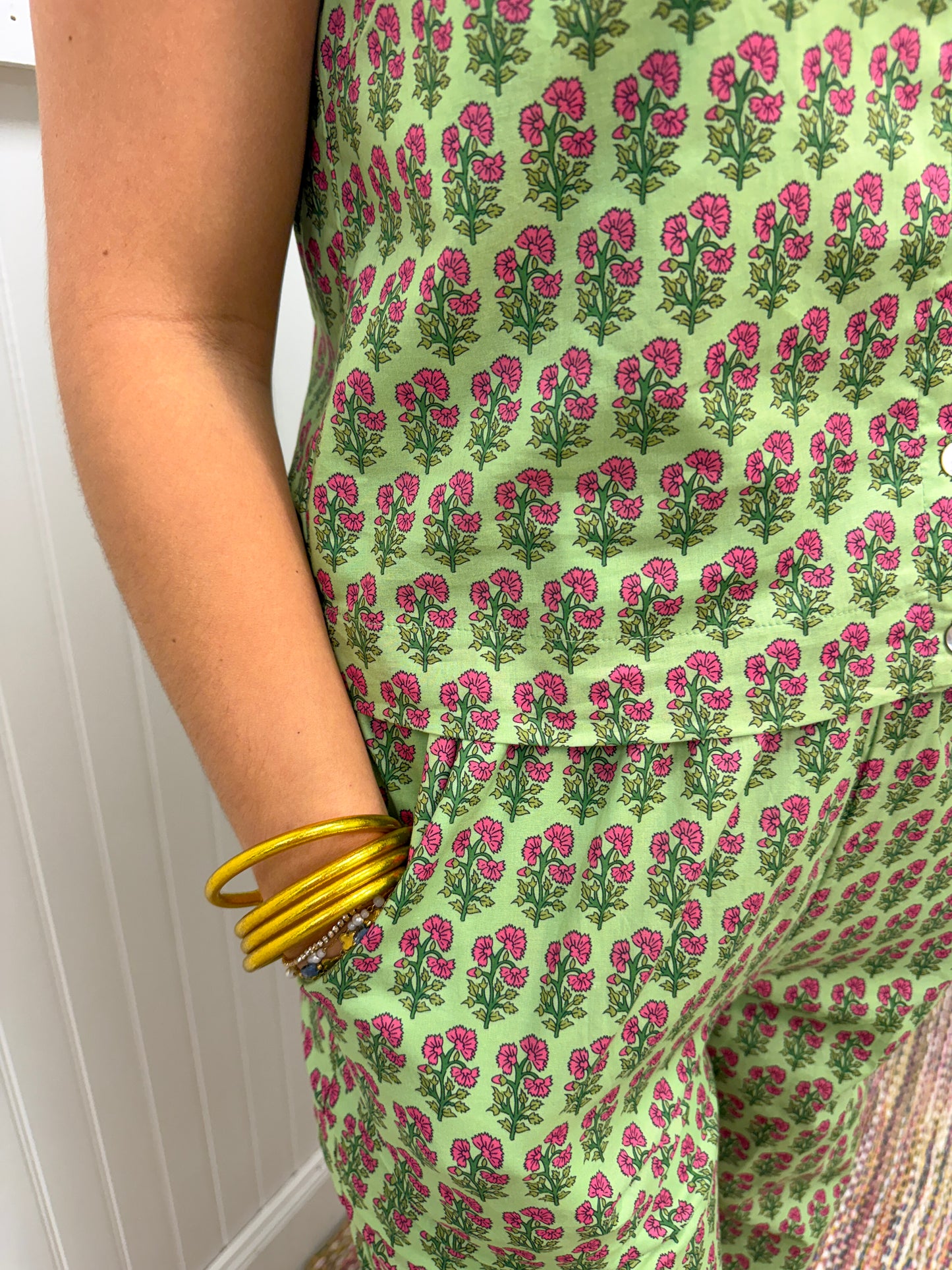 Green Floral Pant Set