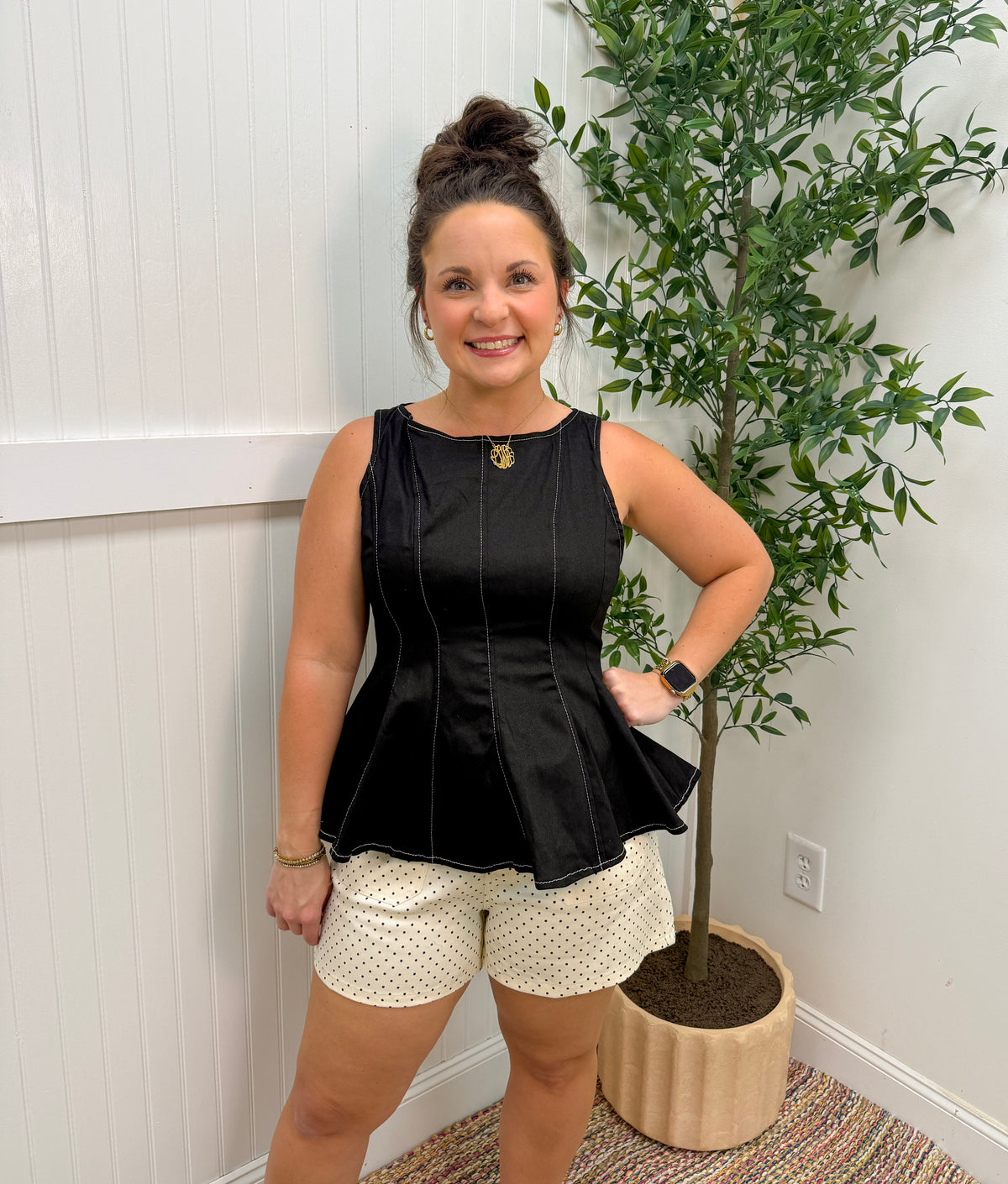 White & Black Polka Dot Shorts