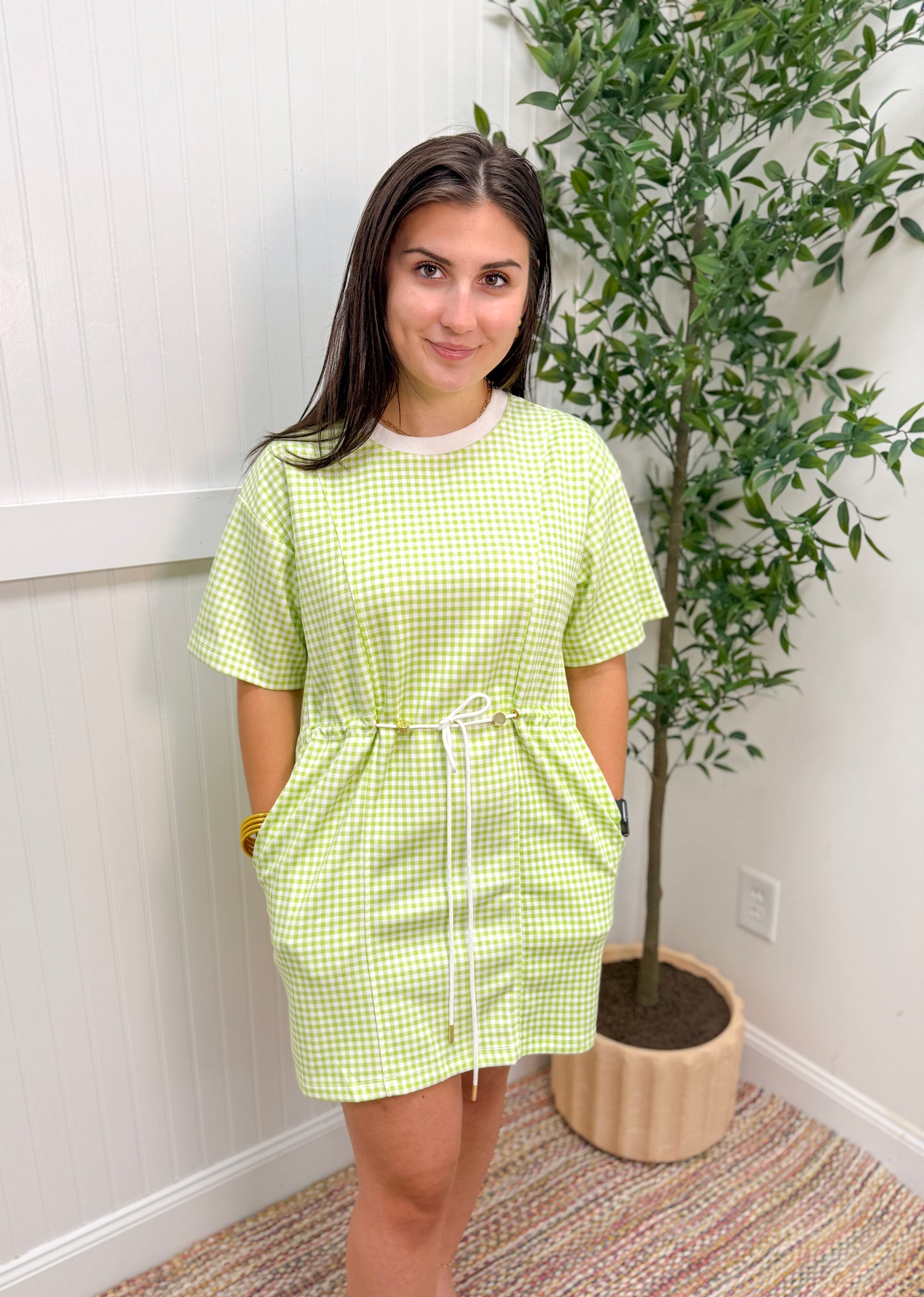 Celery Gingham Dress