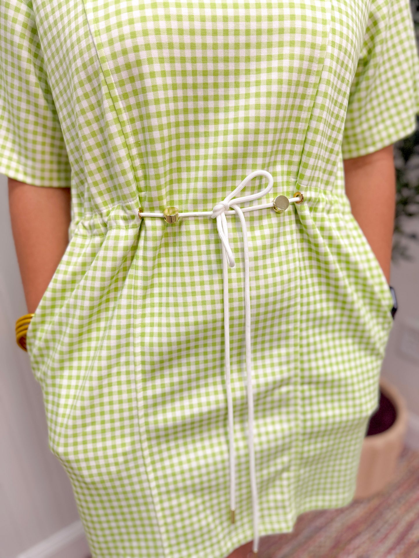 Celery Gingham Dress