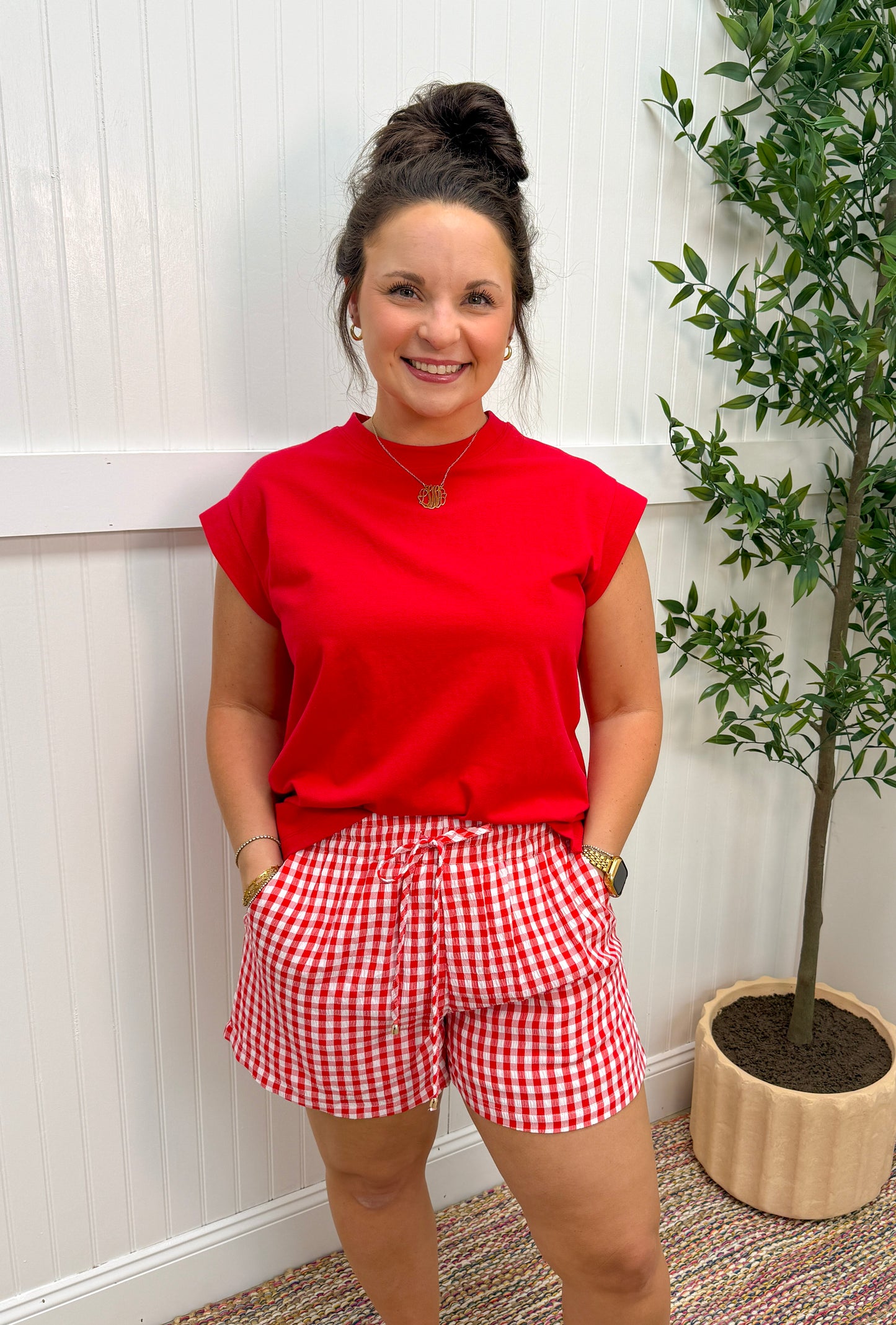 Red Cap Sleeve Top