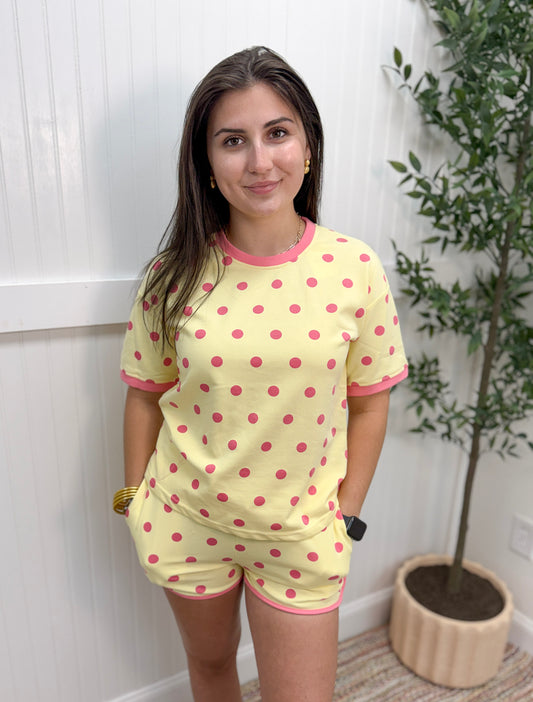 Yellow & Pink Polka Dot Set