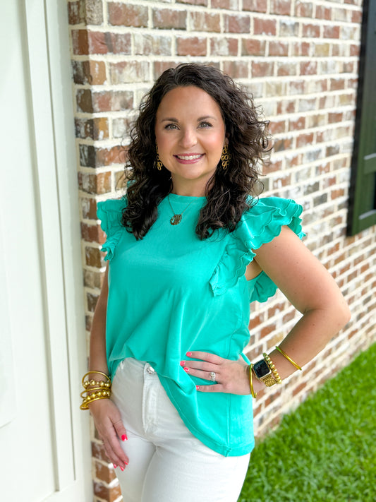 Emerald Flutter Sleeve Top
