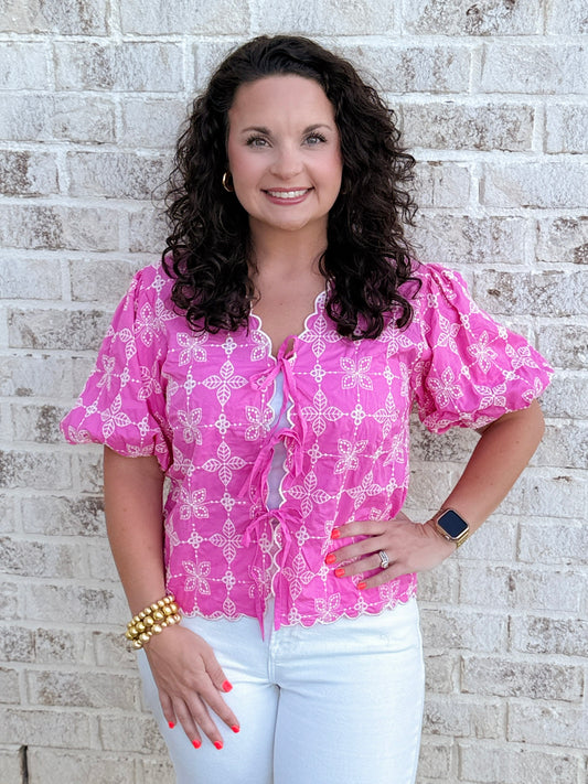 Embroidery Tie Up Top