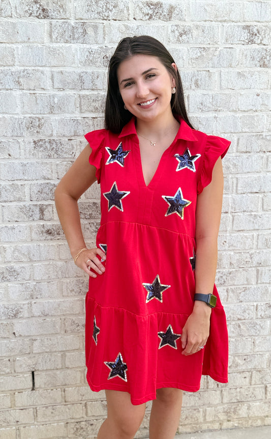 Red Sequin Star Dress