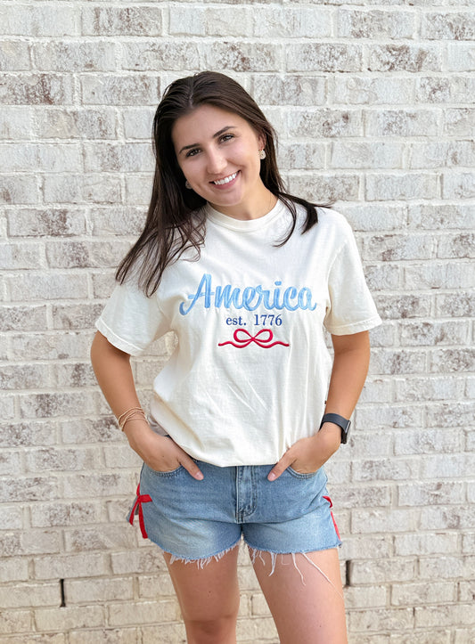 America Embroidery Tee
