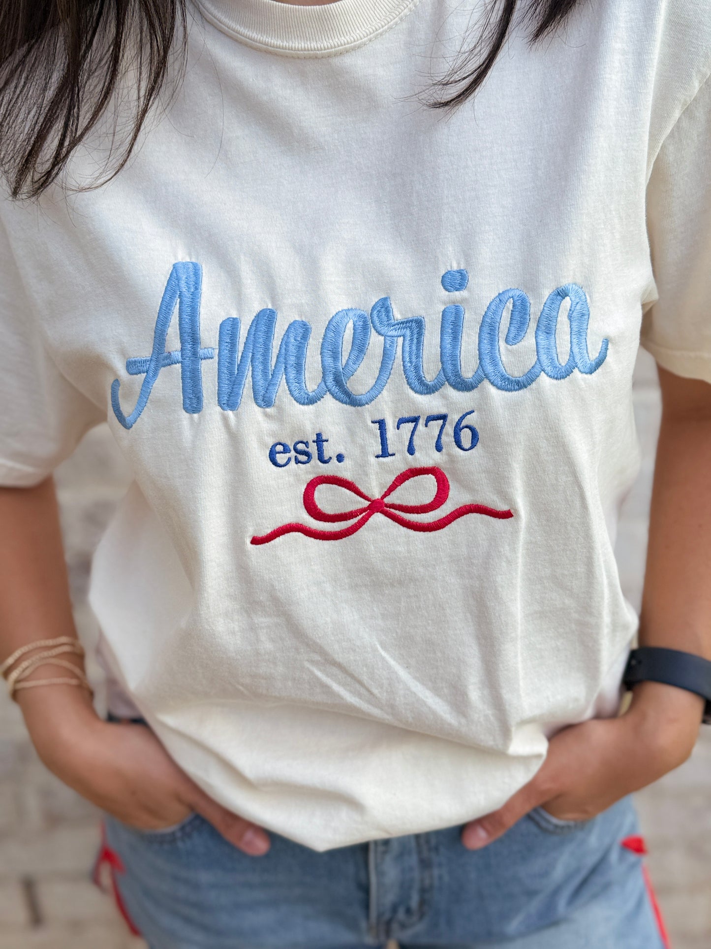 America Embroidery Tee