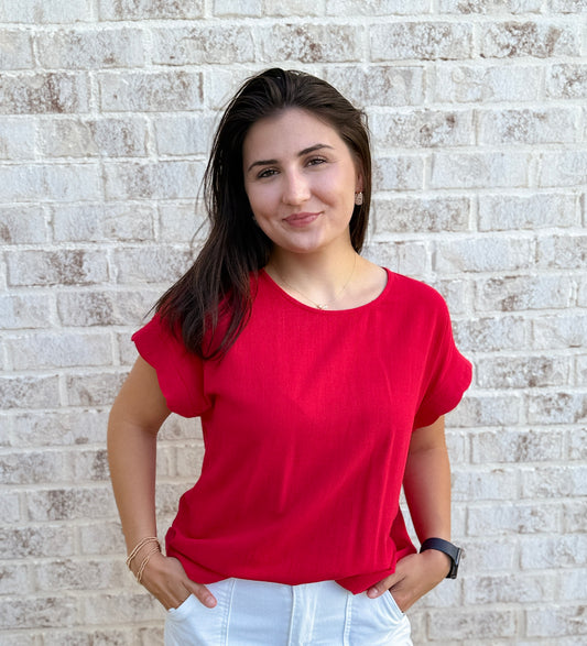 Red Scallop Top