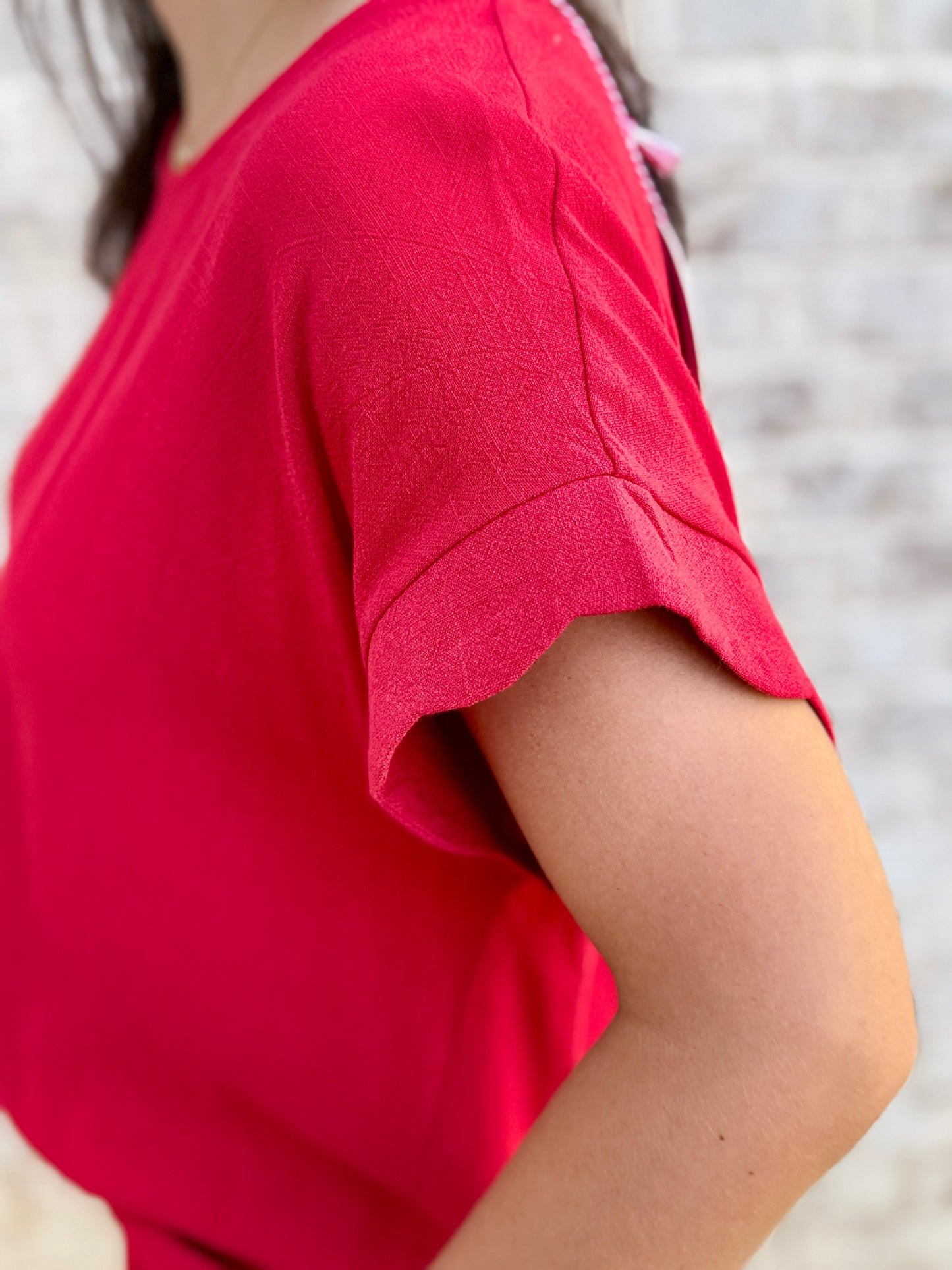 Red Scallop Top