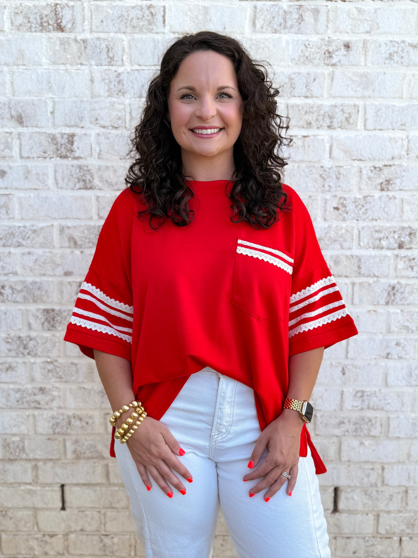 Lace Trim Pocket Tee