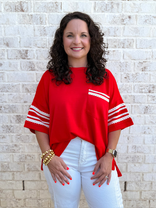 Lace Trim Pocket Tee