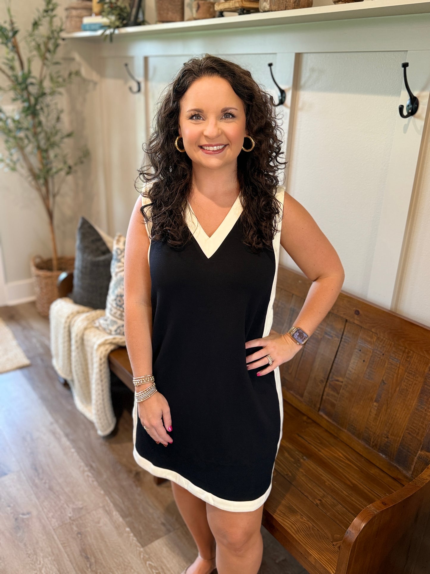 White Trim Simple Dress