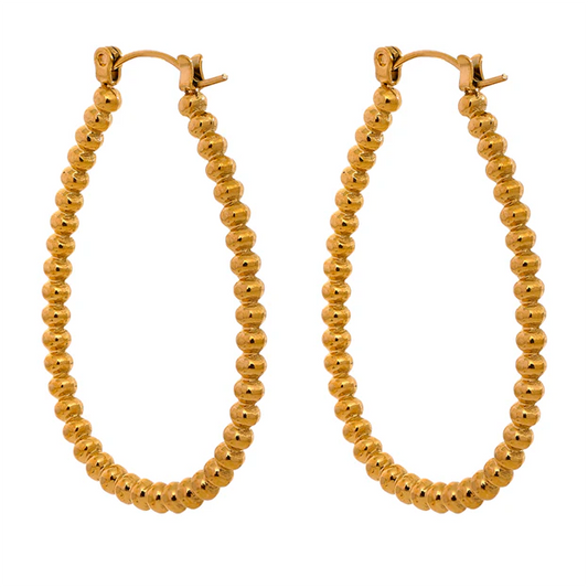 Oblong Beaded Hoops