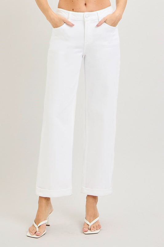 Mid Rise White Jeans
