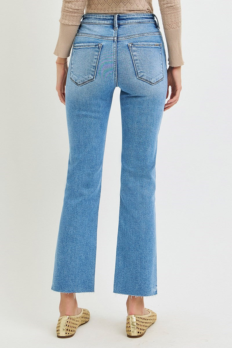 High Rise Ankle Slim Straight Jeans