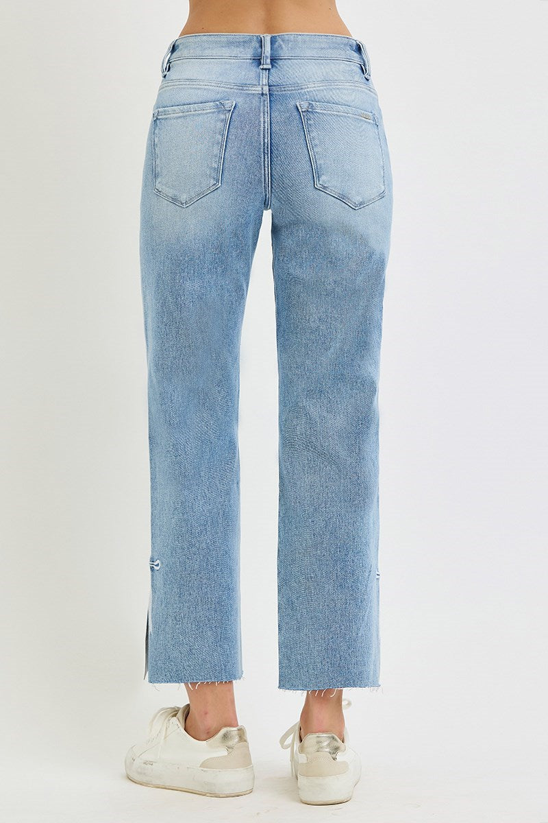 Side Slit & Ribbon Jeans