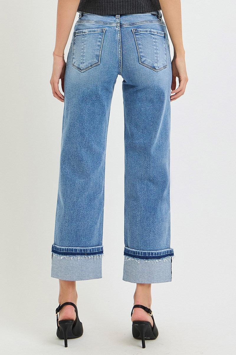 Raw Hem Cuffed Jeans