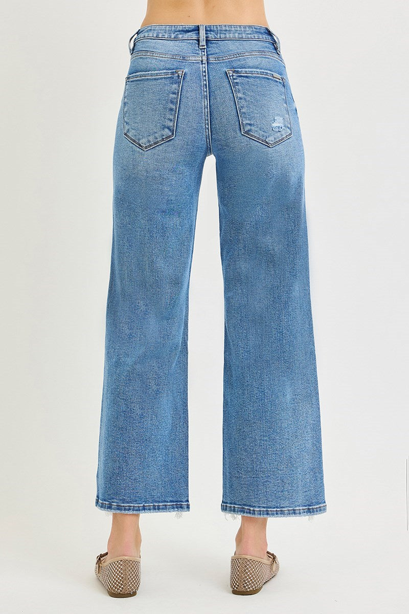 Mid Rise Raw Hem Jeans