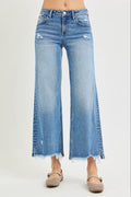 Mid Rise Raw Hem Jeans