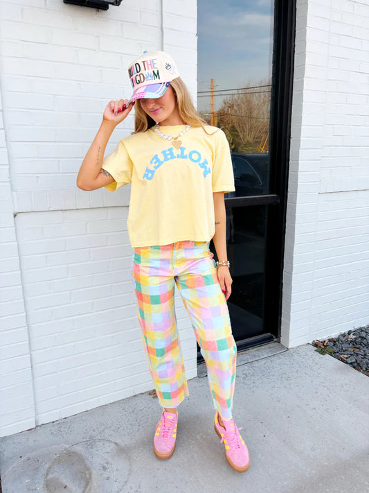 Madras Plaid Barrel Pants