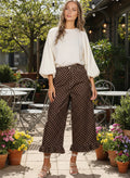 Brown Polka Dot Ruffled Jeans