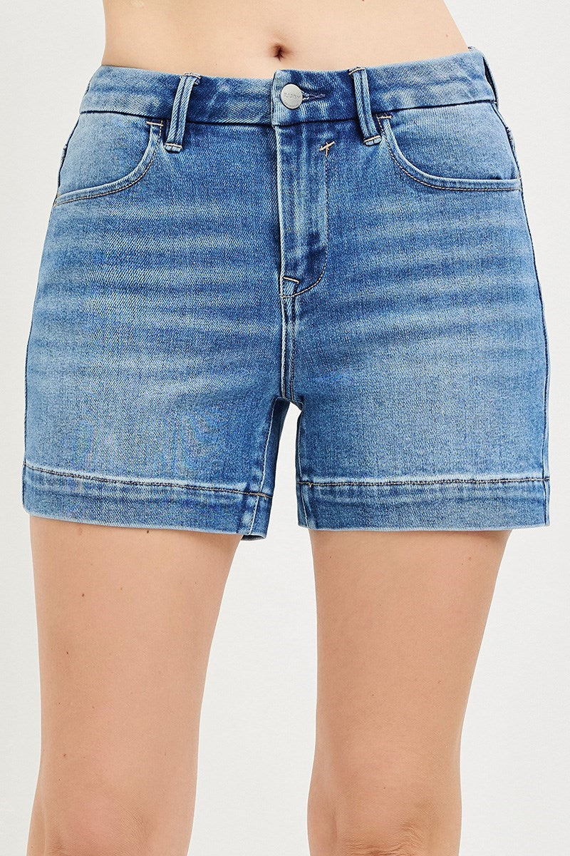 Medium High Rise Cuffed Shorts
