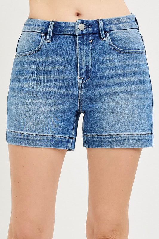 Medium High Rise Cuffed Shorts
