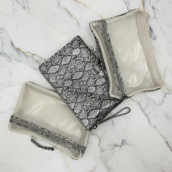 Silver Python Duffel Bag