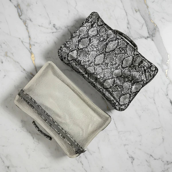 Silver Python Duffel Bag