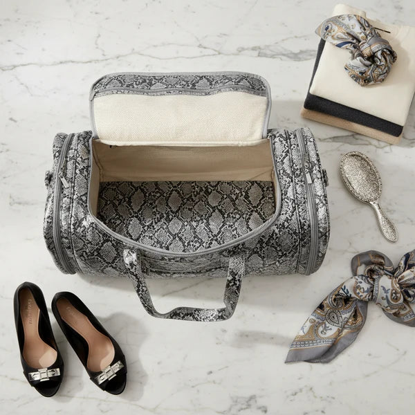 Silver Python Duffel Bag