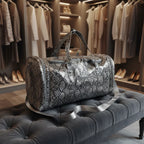 Silver Python Duffel Bag
