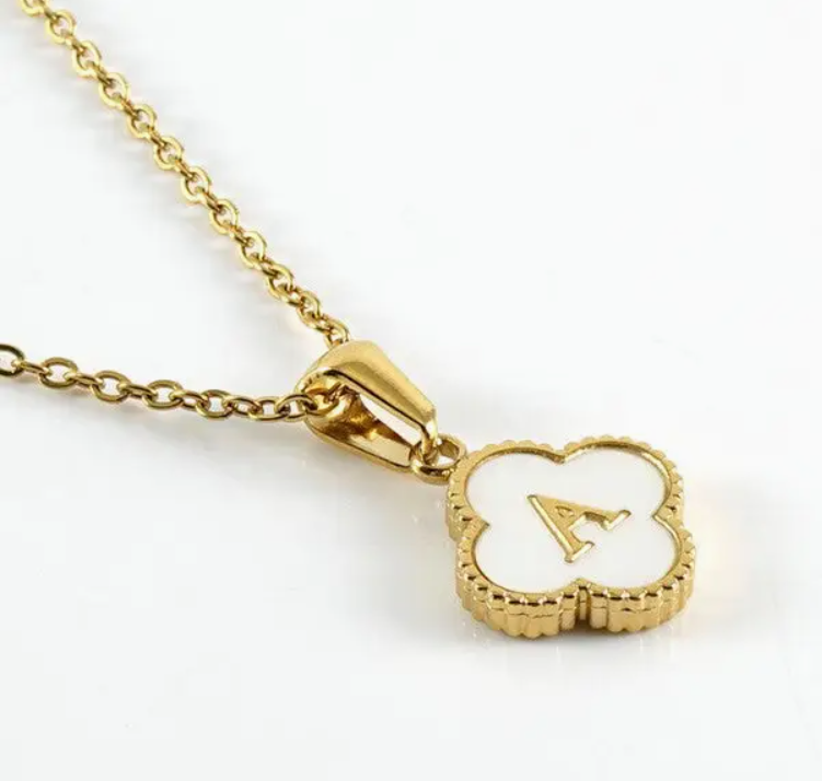 Aubrey Adele - Quatrefoil Initial Necklace