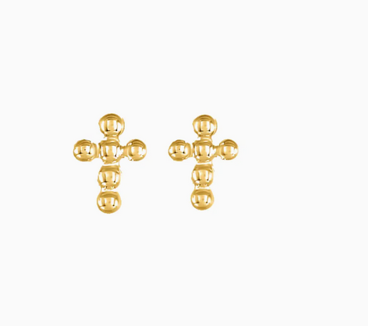 Beaded Cross Stud Earring