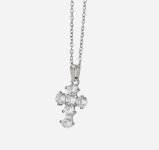 Aubrey Adele - Diamond- Simulated Cross Necklace