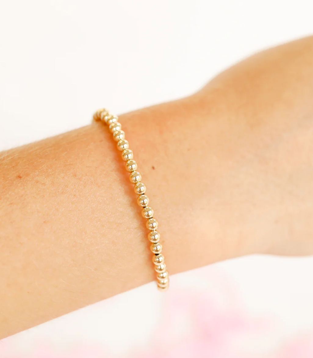 BB 4MM Gold Beaded Bracelet: Standard 6.75 inch