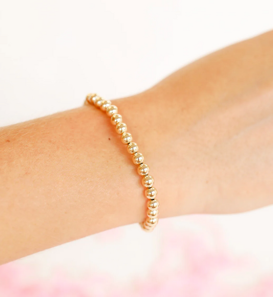 BB 6MM Gold Beaded Bracelet: Extended 7.25